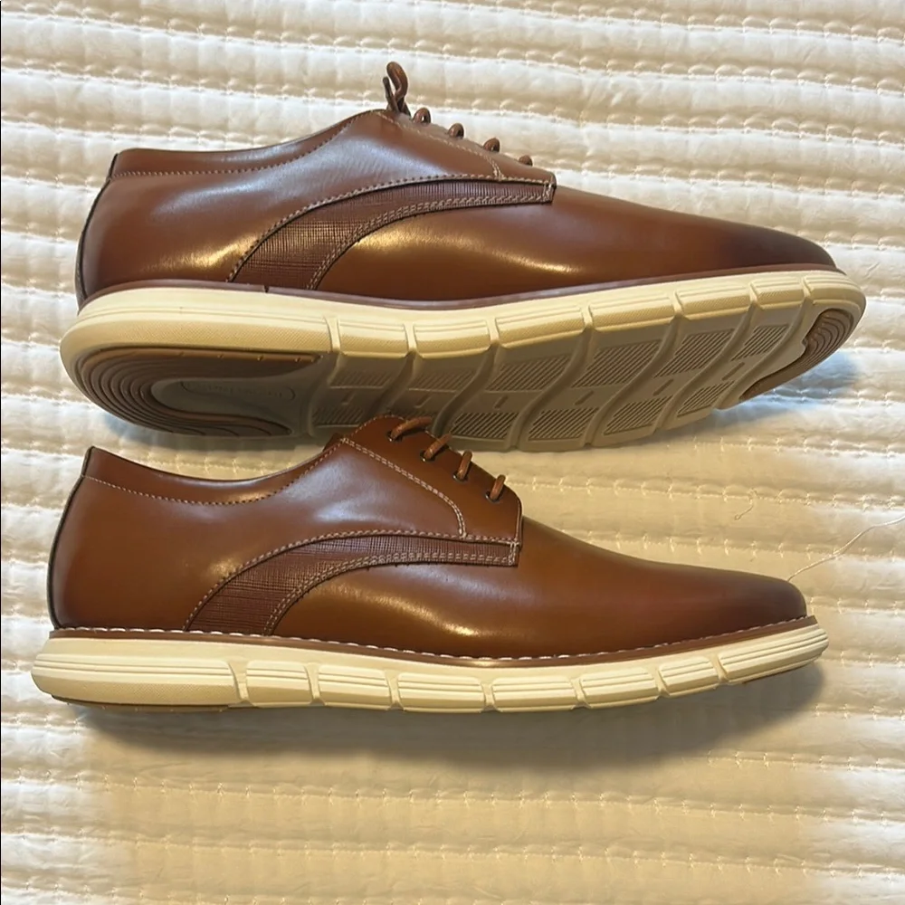 New mens Bruno Marc Brown Leather Derby Shoes with Contrast Sole size 12